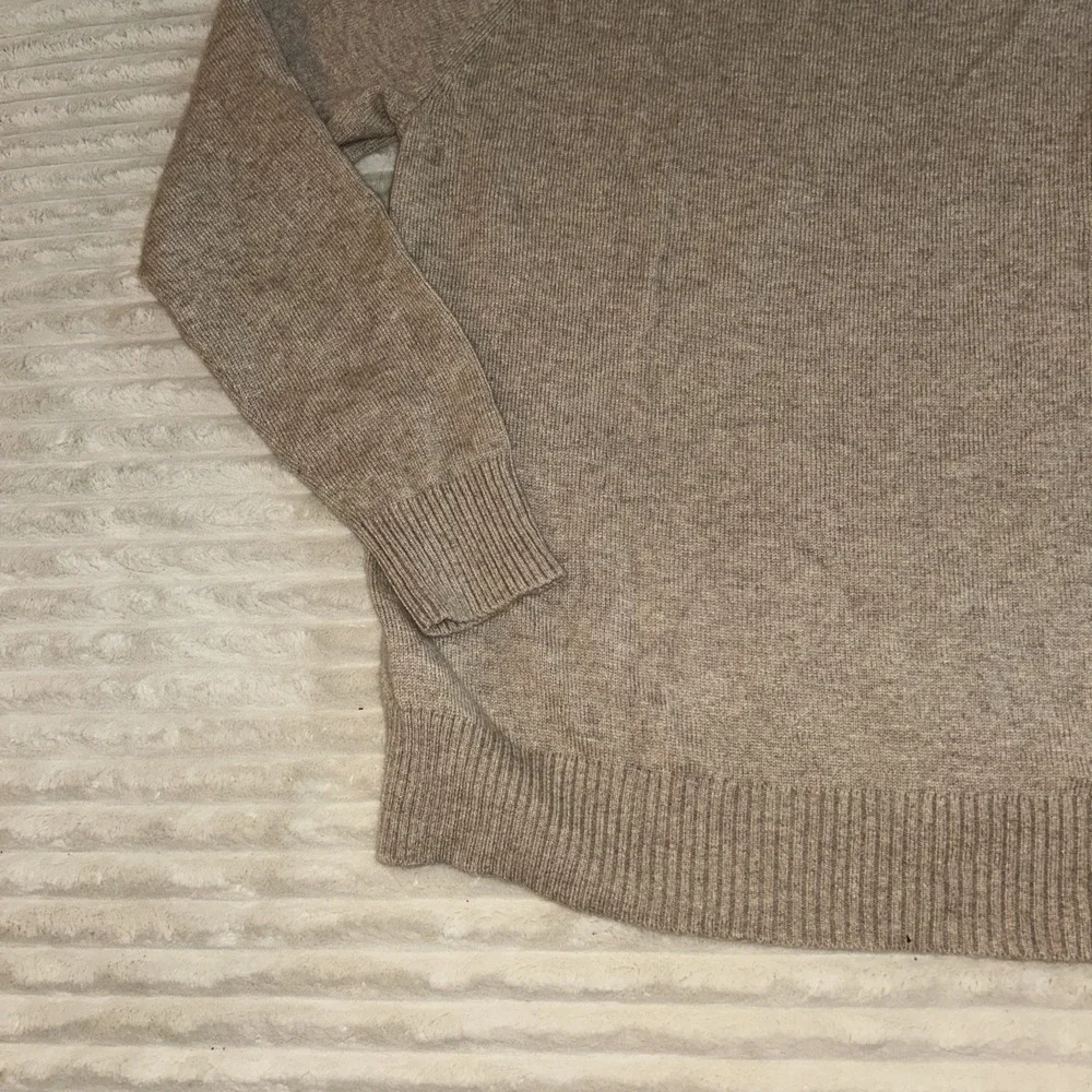 J.CREW Tan Wool Blend Crew Neck Pullover Sweater Sz L Preppy Academic Beige